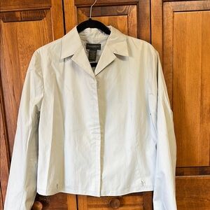 Banana Republic Stretch Hidden Zipper Cotton Blend Shirt Collar Pockets S L NWT